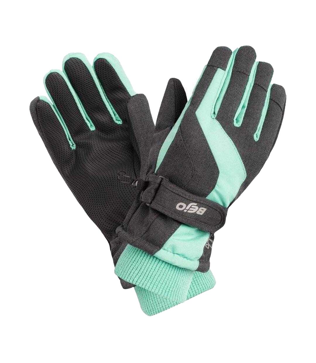 Gants De Ski Motif/style Logo Brise Enfant Noir Vert Bejo-3