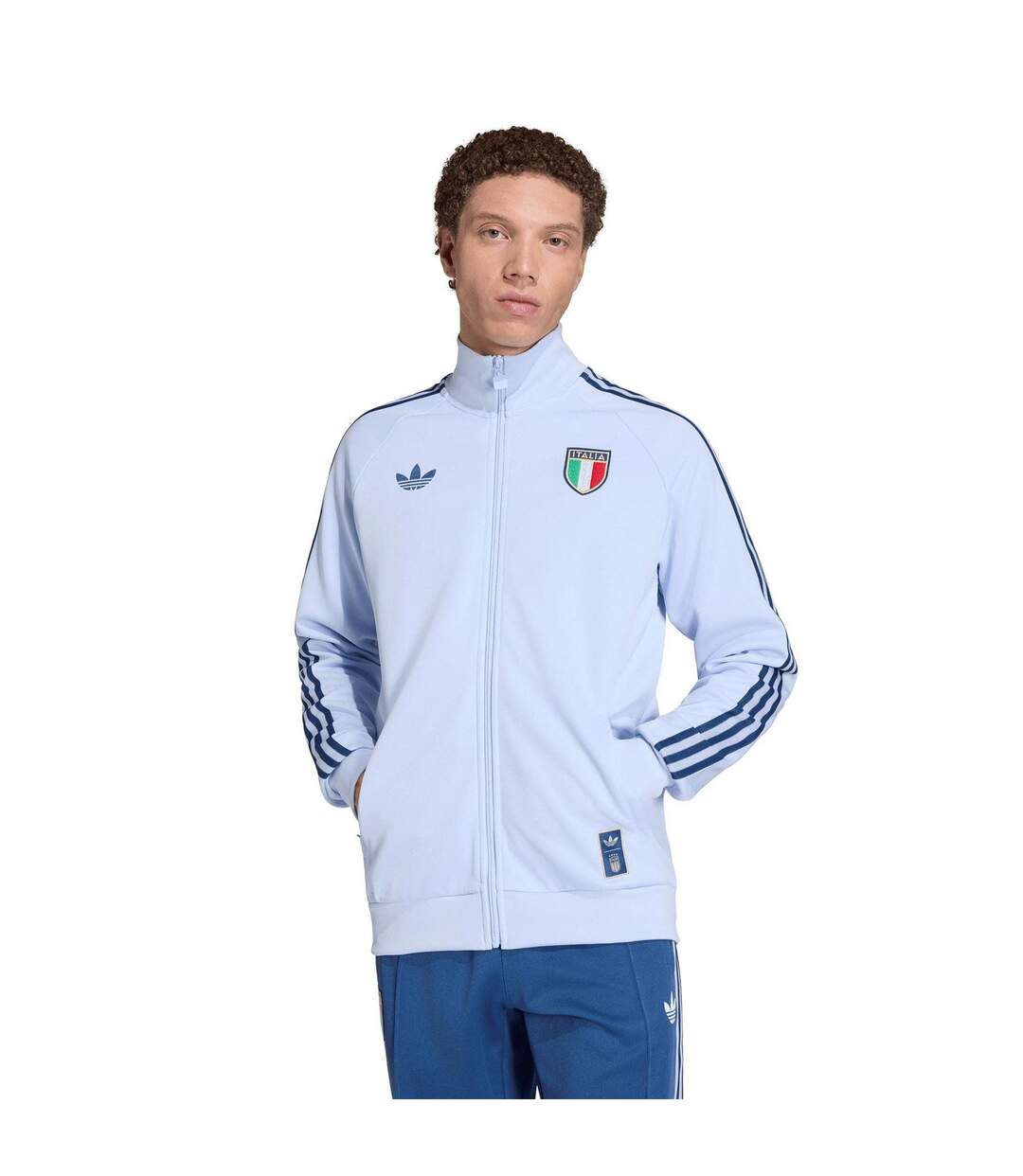 Mens World Cup Italy Polyester Track Top Blue White Adidas-4