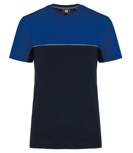 T-shirt de travail bicolore - Unisexe - WK304 - bleu marine et bleu roi