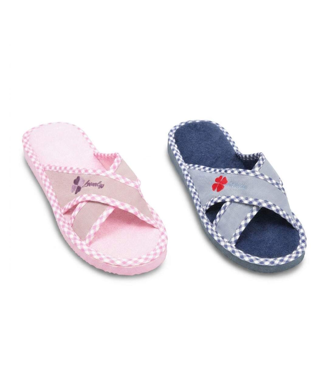 OZABI-Pantoufle Mule Femme Pack 2 Paires Sangles Croisees Imprimees-1