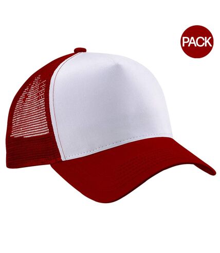 Lot de 2  casquettes de baseball homme rouge / blanc Beechfield