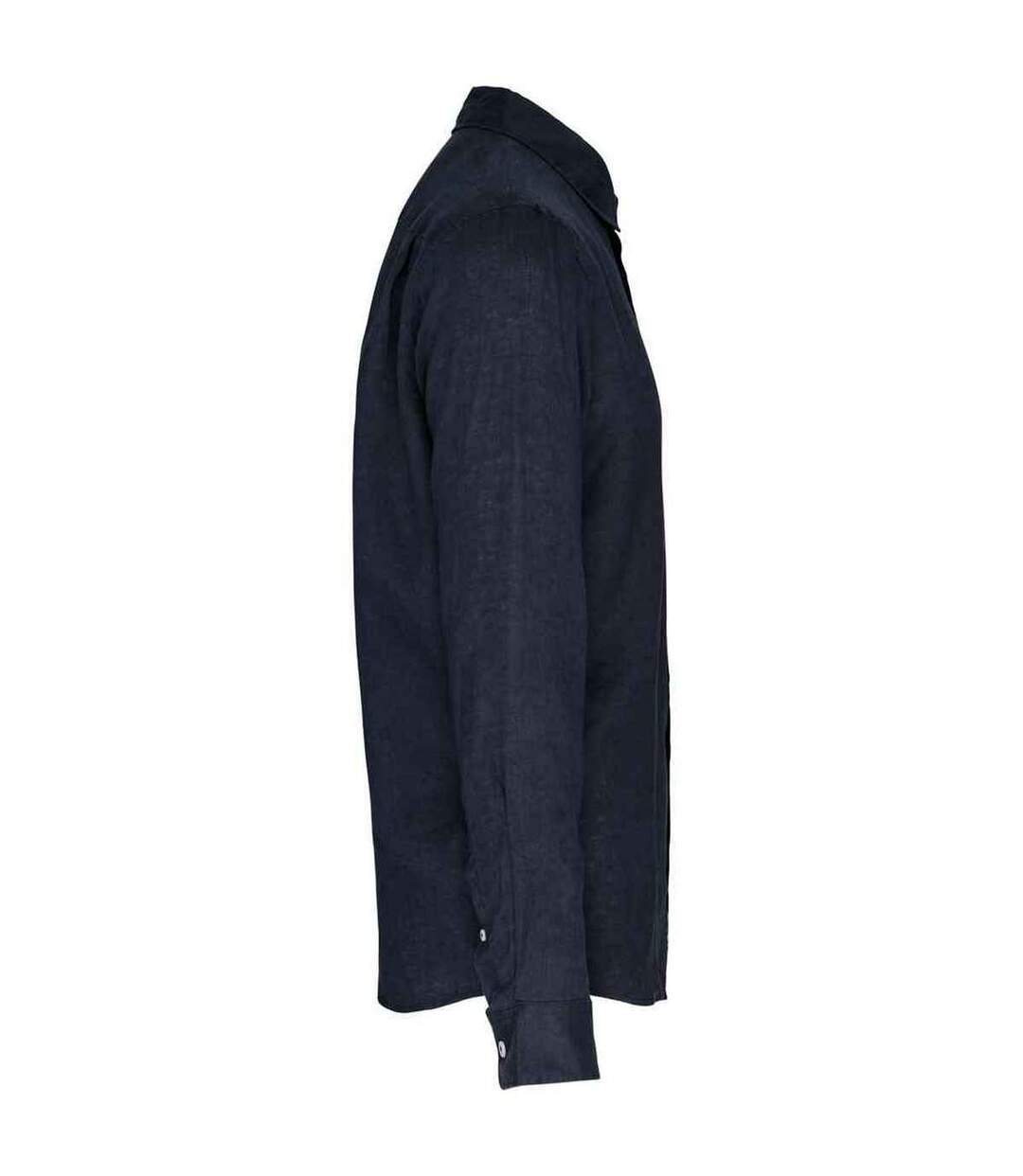 Mens Linen Long-sleeved Shirt Navy Spasso-3