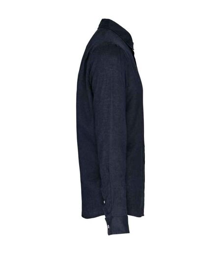 Mens Linen Long-sleeved Shirt Navy Spasso