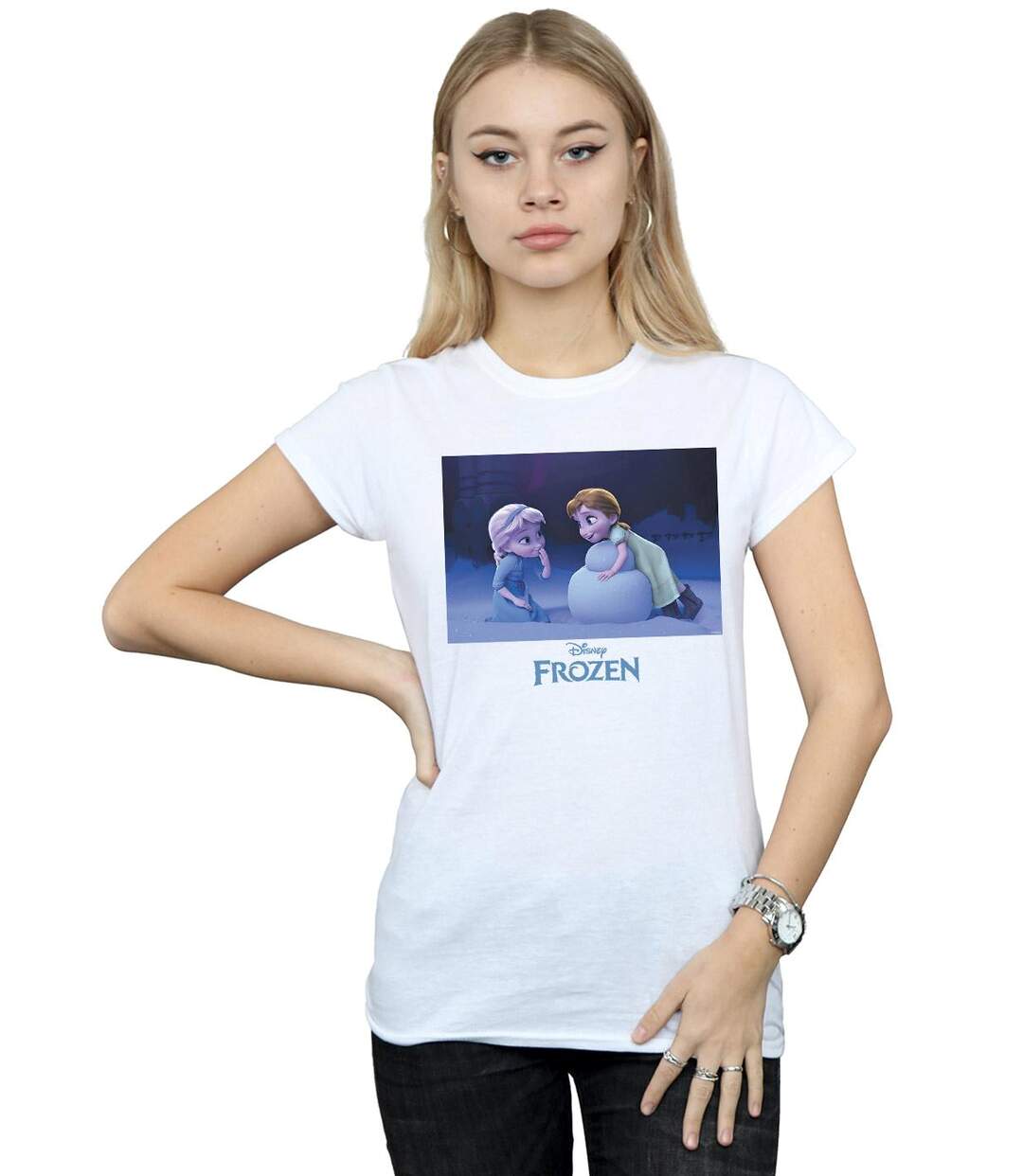 Disney T-shirt en coton Femme/Femme Frozen Build A Snowman (Blanc) - UTBI21957-2