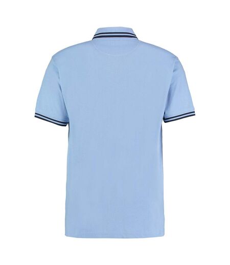 Kustom Kit Mens Tipped Piqué Short Sleeve Polo Shirt (Light Blue/Navy)