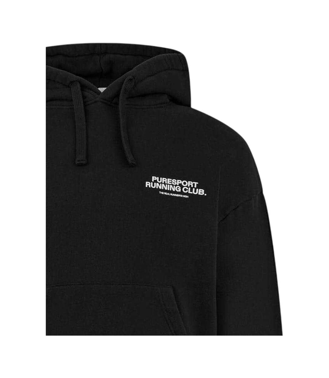 Mens Running Club Organic Cotton Pullover Hoodie Black Puresport-3
