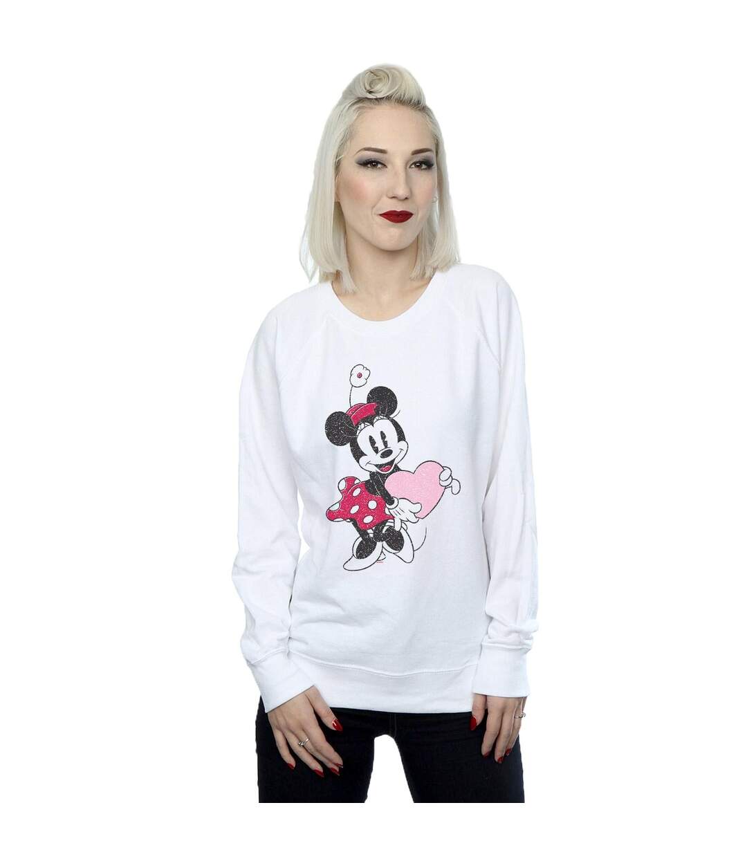 Disney Sweatshirt Love Heart Minnie Mouse Womens/Ladies (Blanc) - UTBI27694-2