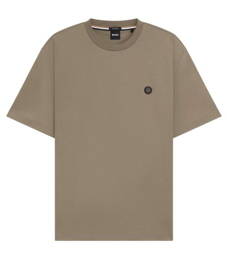 Mens Taut Minimalist Logo T-shirt Brown Boss