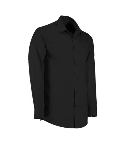Kustom Kit Mens Long Sleeve Poplin Shirt (Black)