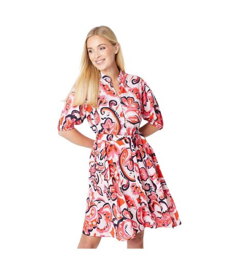 Womens/ladies Paisley Petite Puff Sleeve Mini Dress Pink Principles
