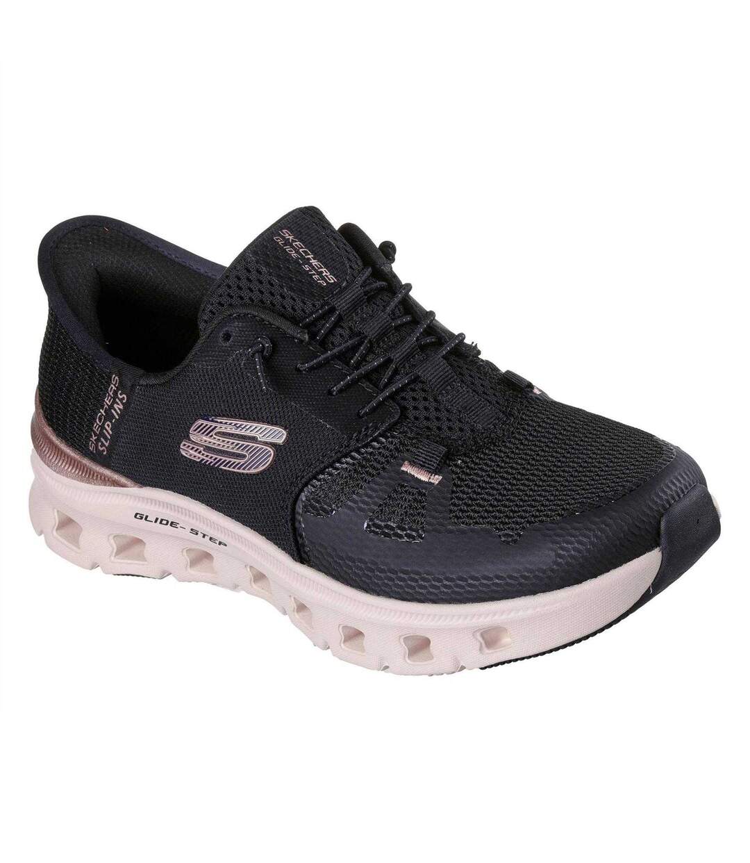 Baskets Pro Femme Noir Jaune Or Skechers-1