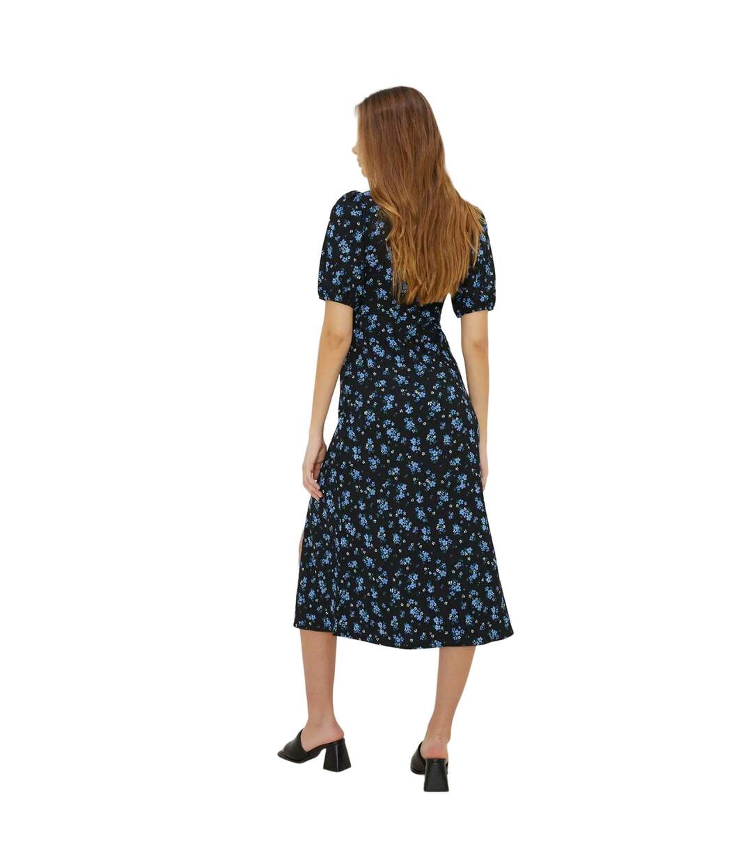 Womens/ladies ditsy print sweetheart midi dress blue Dorothy Perkins