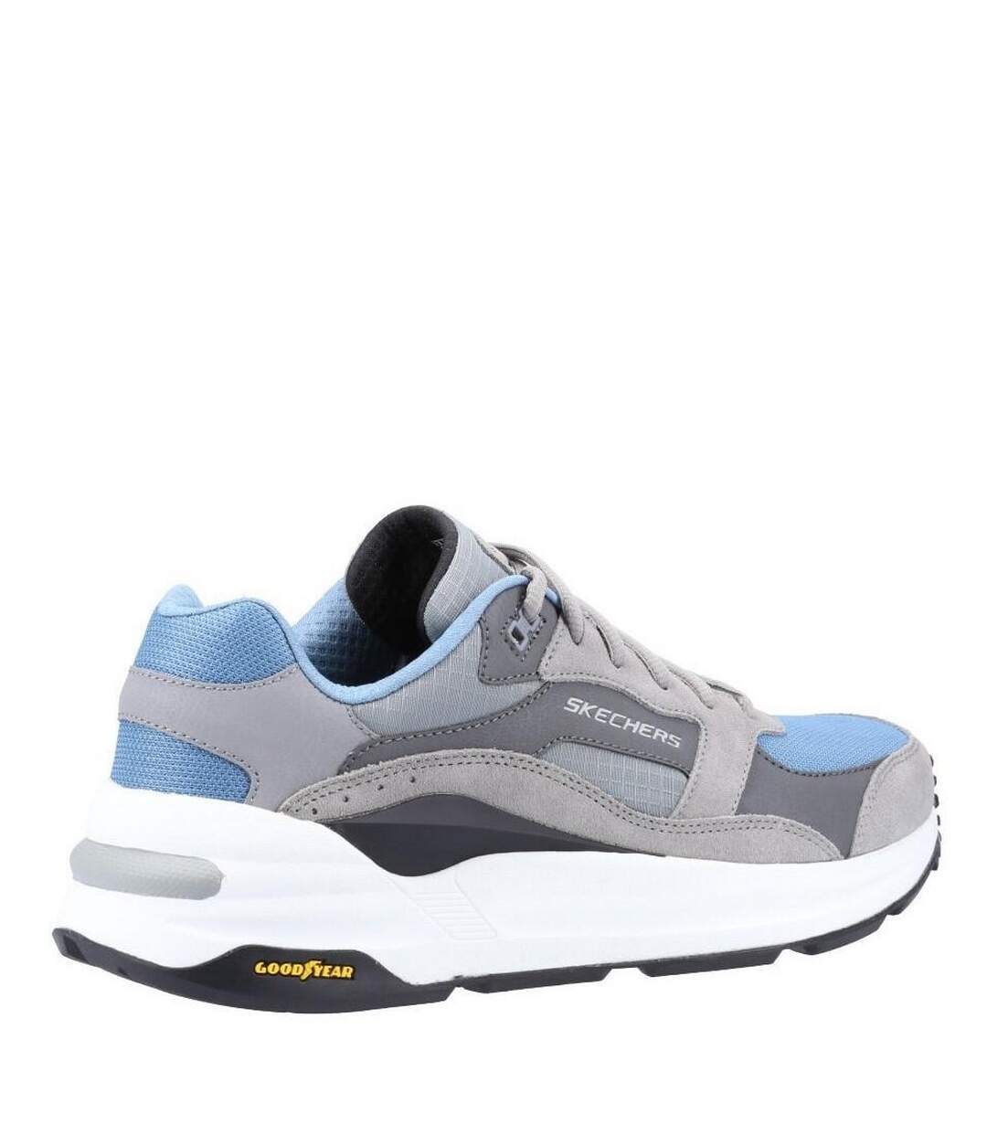 Skechers Mens Global Jogger Leather Sneakers (Gray/Blue) - UTFS8550