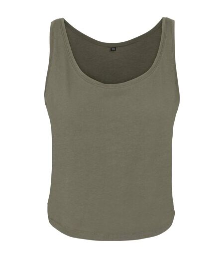Womens/ladies Oversized Tank Top Olive Build Your Brand