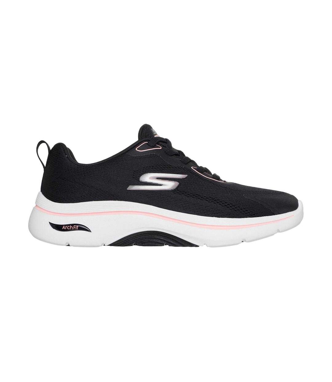 Womens/ladies Go Walk Arch Fit Trainers Black Pink Skechers-3