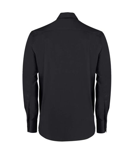 Kustom Kit Mens Oxford Tailored Long-Sleeved Shirt (Black)
