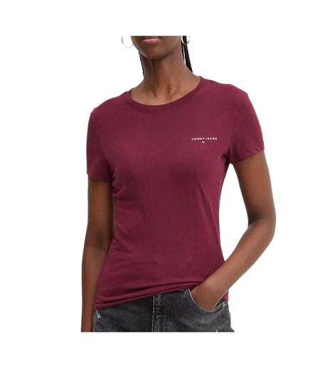 T-shirt Bordeaux Femme Tommy Hilfiger Slim Linear - L