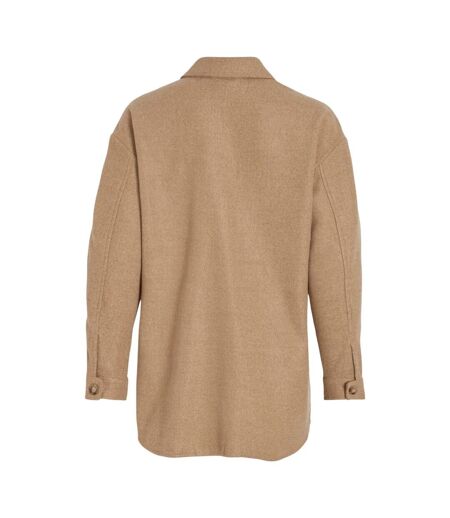 Womens/ladies Long-sleeved Shacket Tigers Eye Enhance