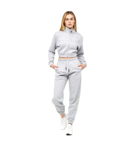 Sweat Court À Capuche Milwalk Femme Gris Chiné Crosshatch