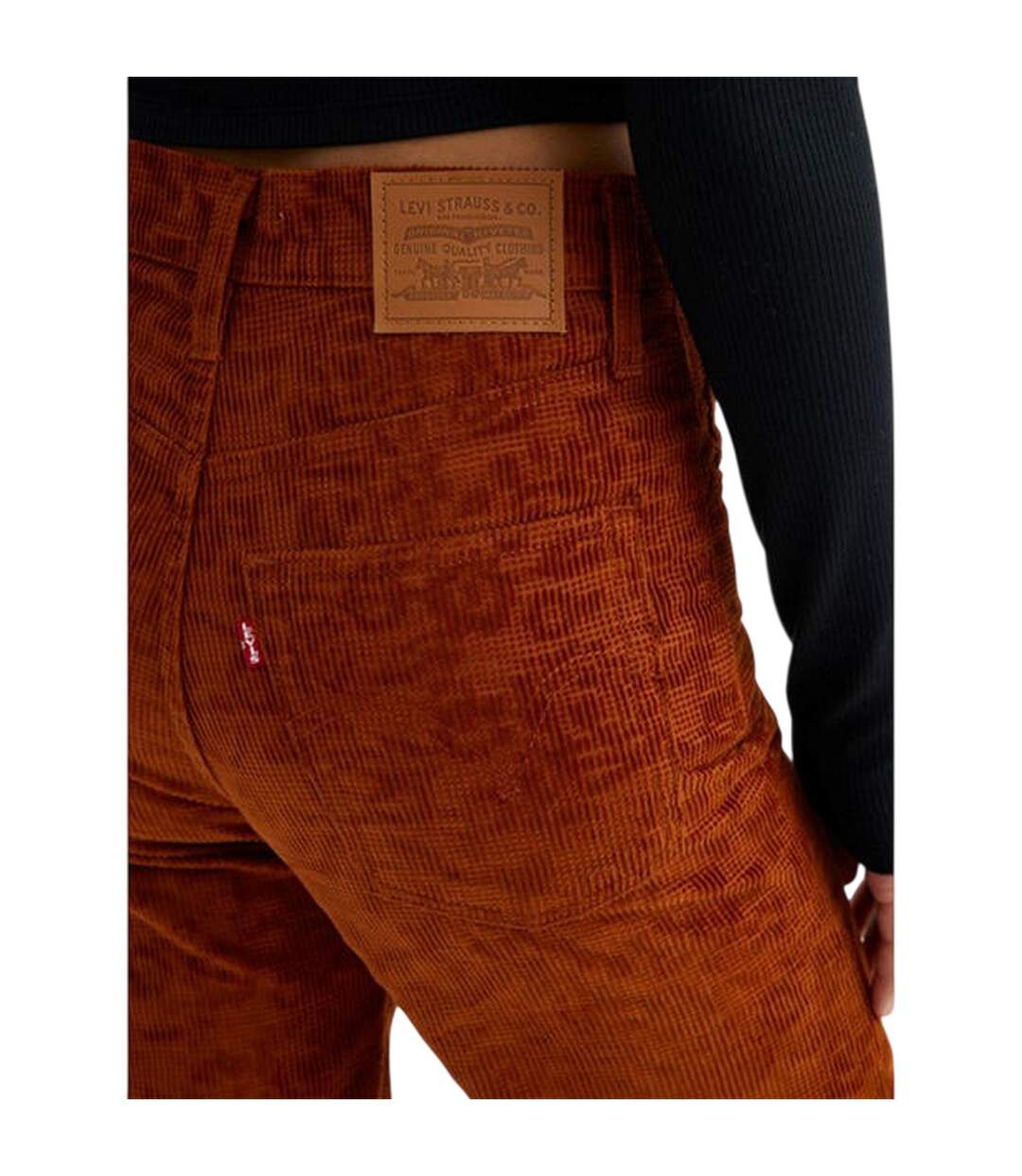 Womens/ladies Ribcage Corduroy Animal Print Straight Trousers Gingerbread Levis-4
