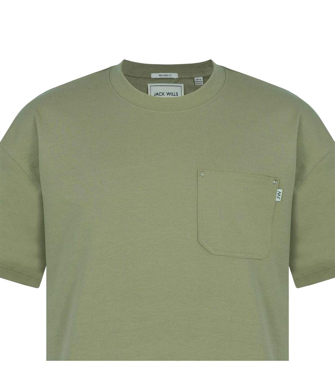 Mens Heavyweight Chest Pocket Oversized T-shirt Khaki Green Jack Wills-4