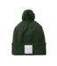 Bonnet Motif/style Pompon Vert Olive Blanc Beechfield-2