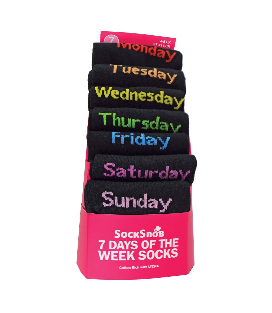 7 Pack Ladies Days Of The Week Socks | Black Novelty Dress Socks-2