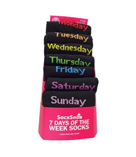 7 Pack Ladies Days Of The Week Socks | Black Novelty Dress Socks