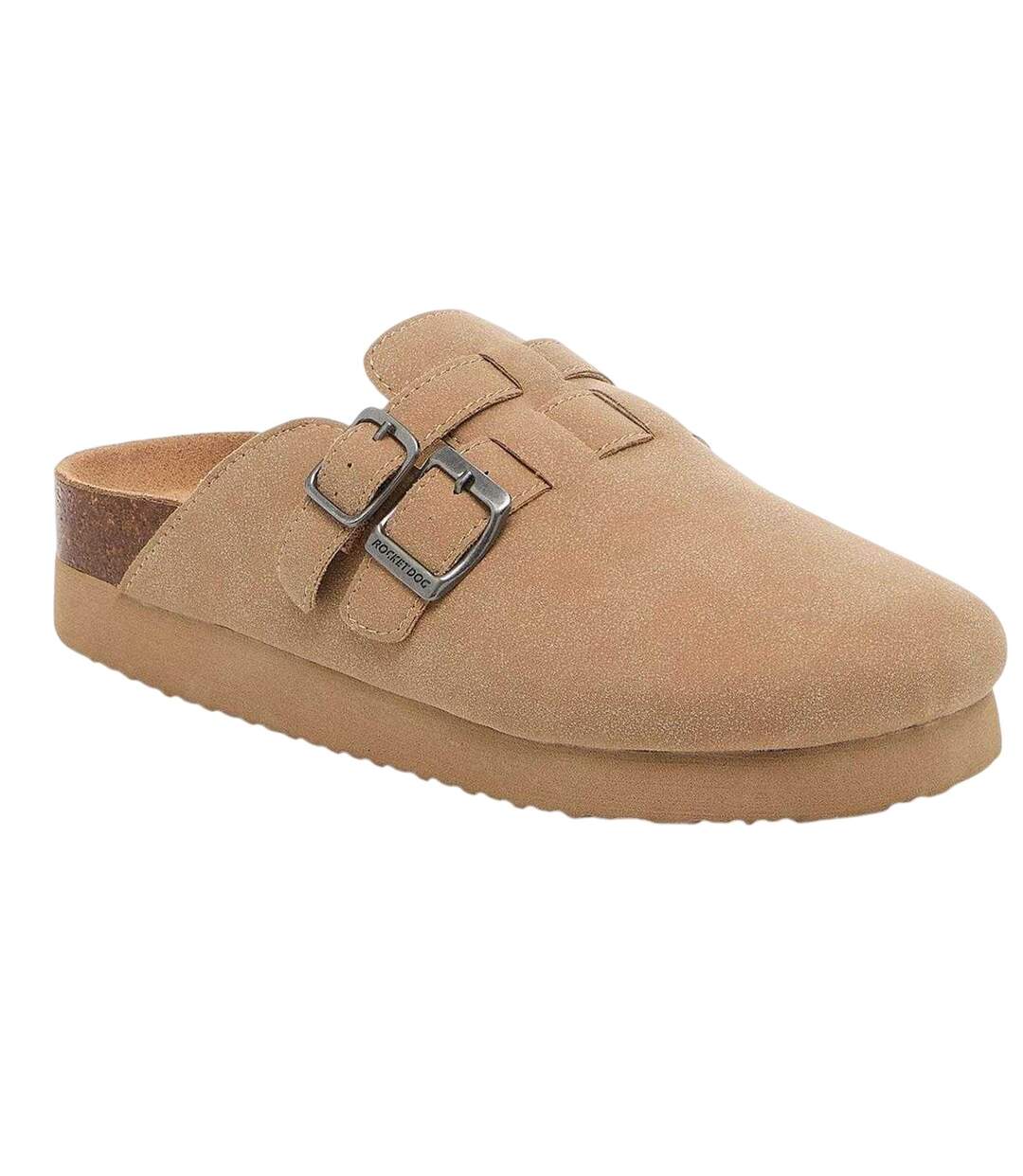 Womens/ladies Abel Plus Suede Platform Clogs Taupe Rocket Dog-4