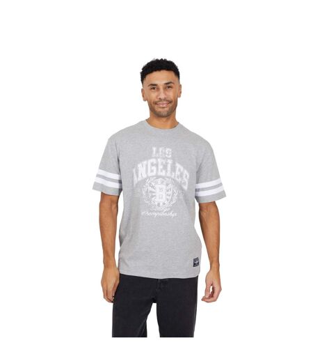 Mens Crew Neck Relaxed Fit T-shirt Light Grey Marl Brave Soul