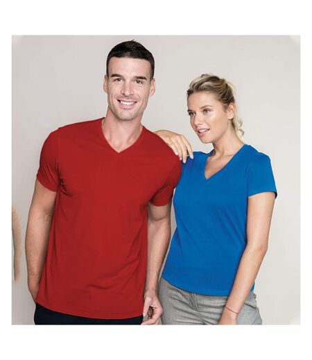 Kariban Mens Short Sleeve V Neck Slim Fit T-Shirt (Red)