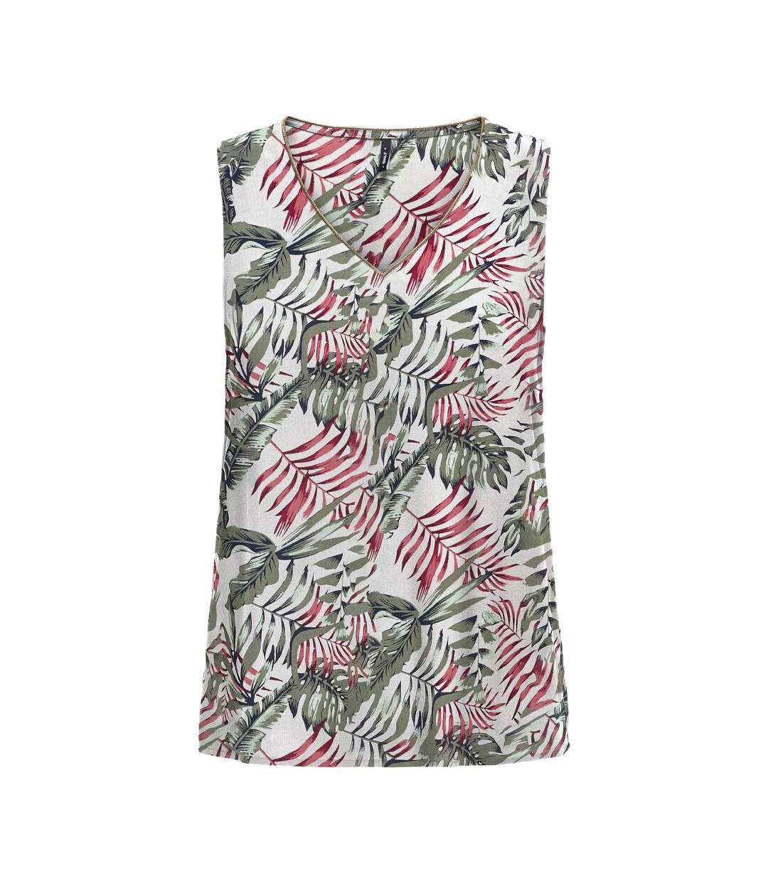 T-Shirt blanc/kaki femme only onlselina - l-2