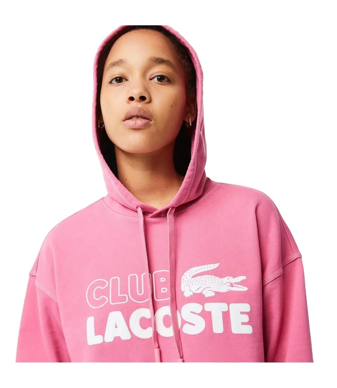 Sweat À Capuche Manches Tombantes Femme Rose Lacoste-3