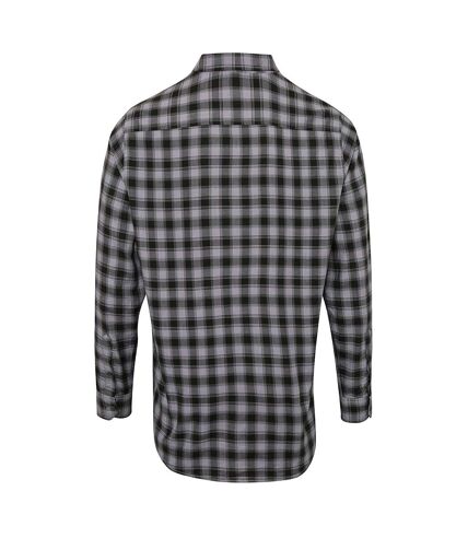 Premier Mens Mulligan Check Long Sleeve Shirt (Steel/Black)