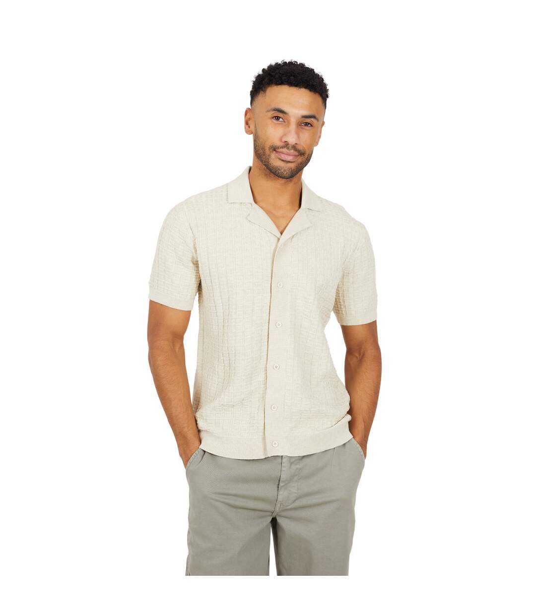 Chemise Motif/style Boutonné Homme Écru Chiné Brave Soul-2
