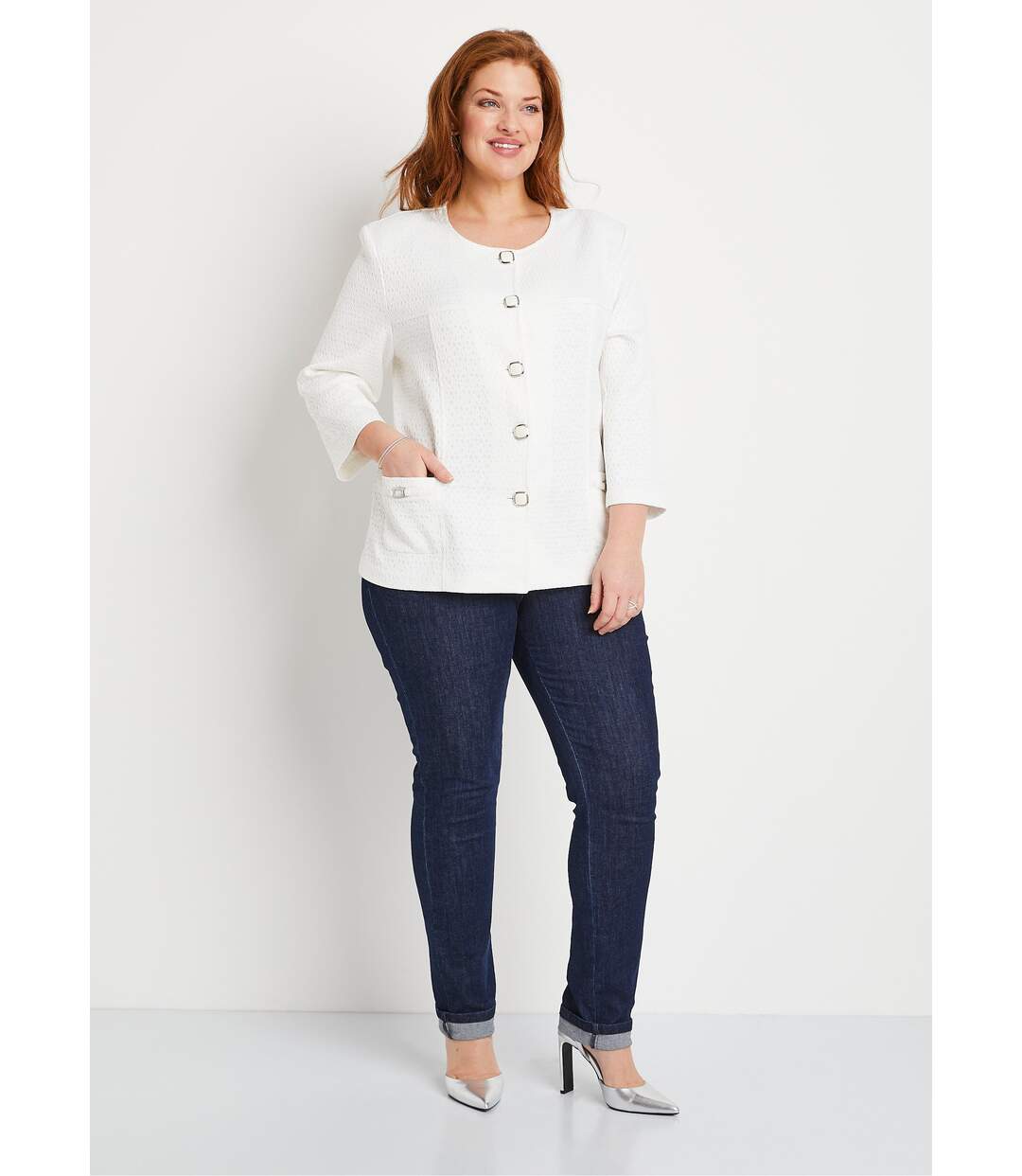 Veste ras de cou manches 3/4-3