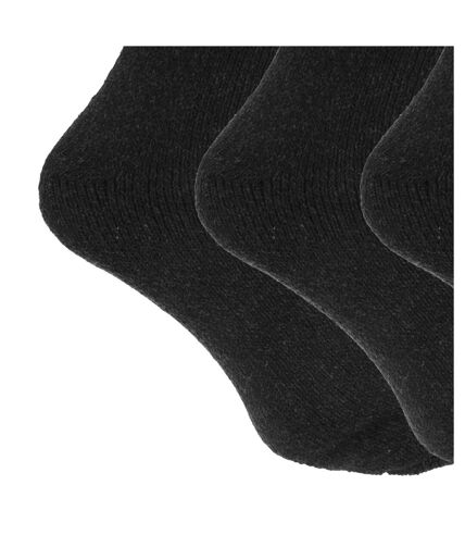 Mens Wool Blend Fully Cushioned Thermal Boot Socks (Pack Of 3) (Black) - UTMB430