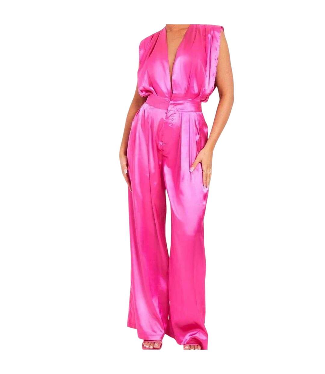 Combinaison Sans Manches Femme Rose Missy Empire-4