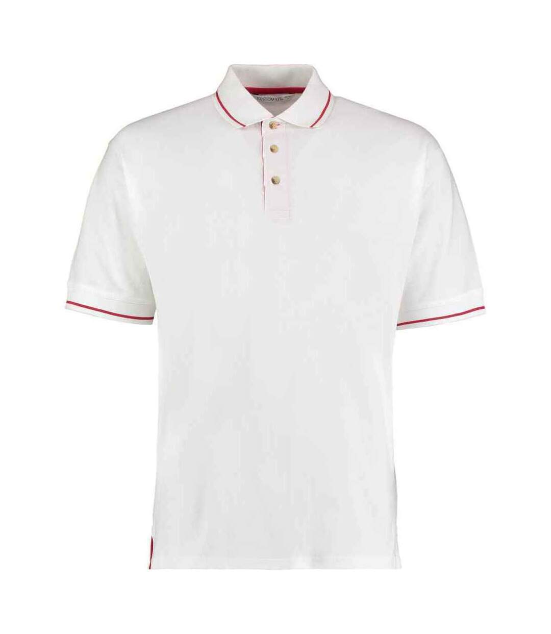 Polo homme blanc / rouge Kustom Kit-1