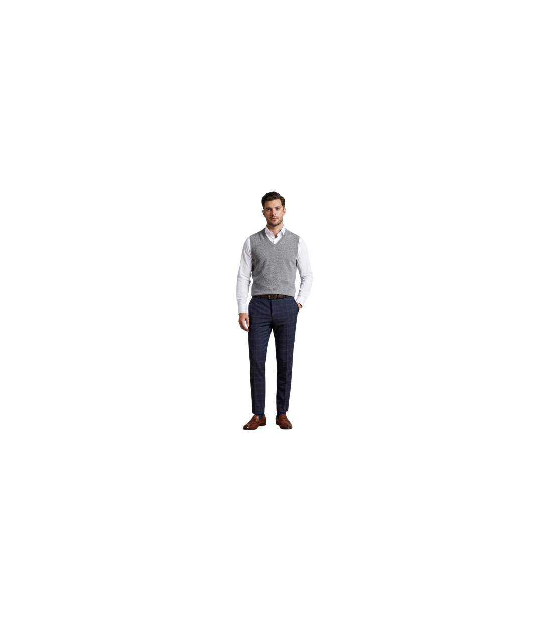 Mens Plaid Regular Trousers Navy Ted Baker-1