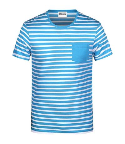 T-shirt rayé coton bio marinière homme - 8028 - bleu atlantique