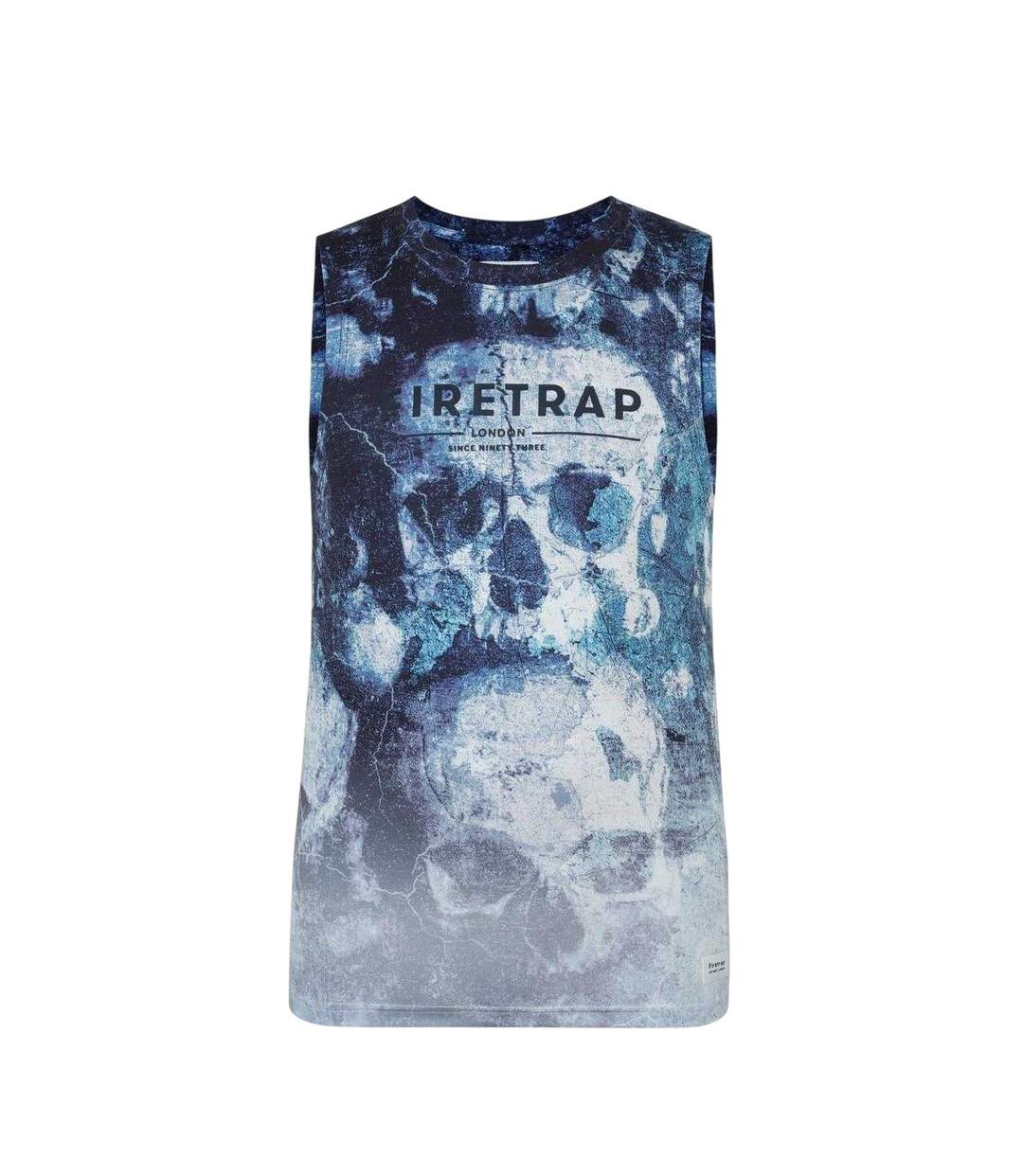 Mens Skulls Cotton Slim Vest Top Blue Firetrap-1