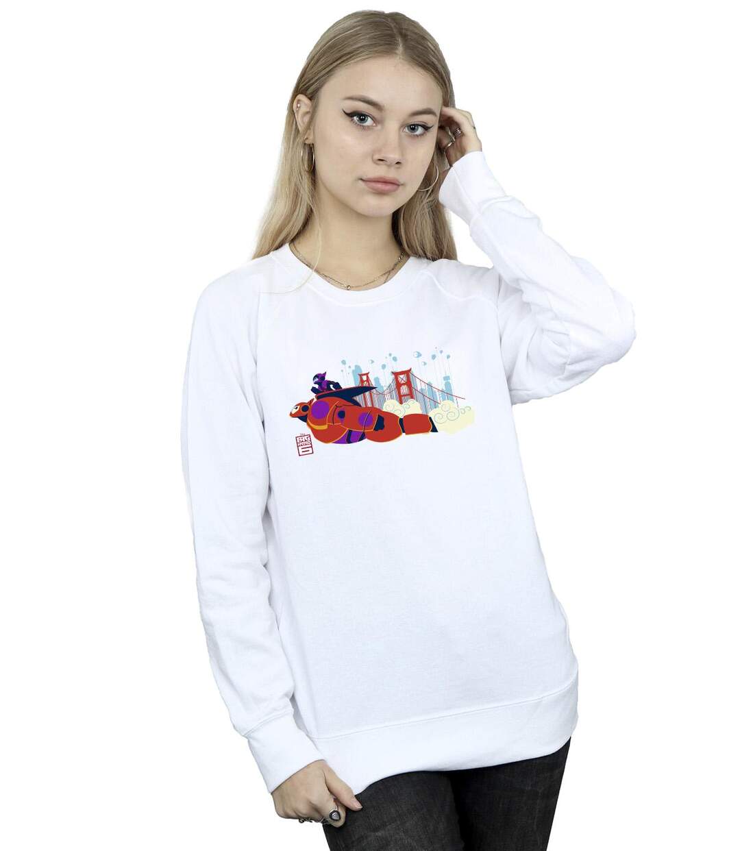 Disney - Sweat BIG HERO BAYMAX HIRO BRIDGE - Femme (Blanc) - UTBI11530-2