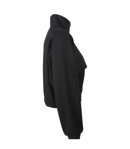 Womens/ladies Funnel Neck Crop Sweatshirt Black Biba