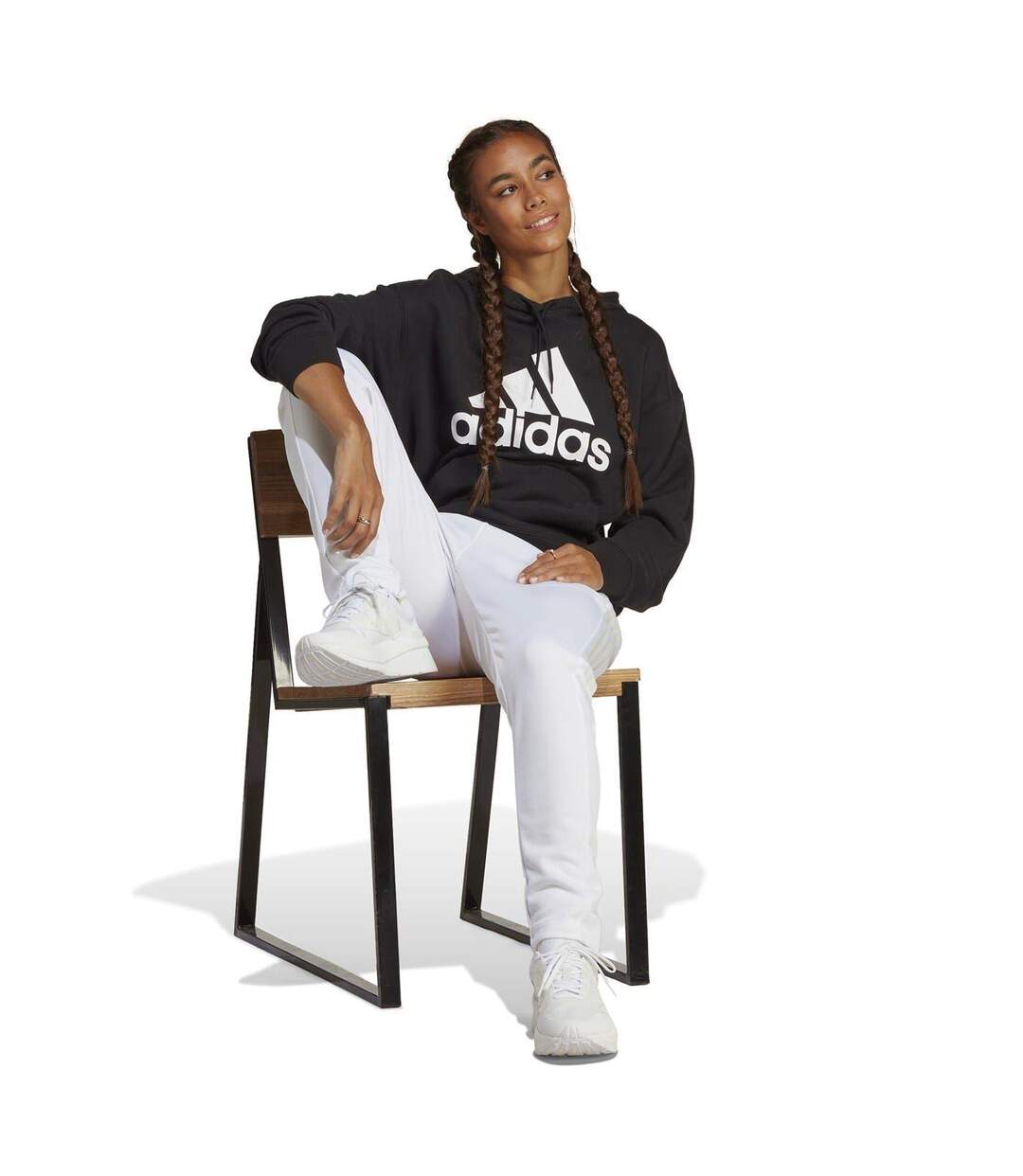 Sweat À Capuche Avec Cordons Badge Of Sport Femme Noir Blanc Adidas-4