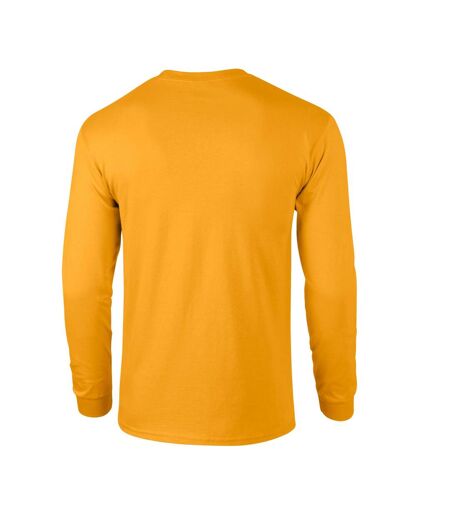 Unisex adult ultra cotton long-sleeved t-shirt gold Gildan