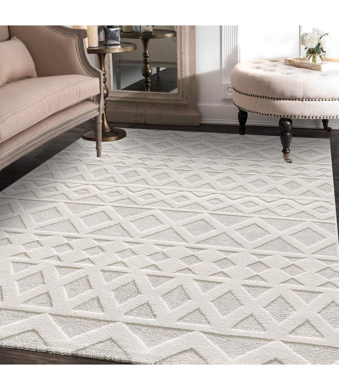 Tapis salon et chambre tissé motif simple CERLOS-2