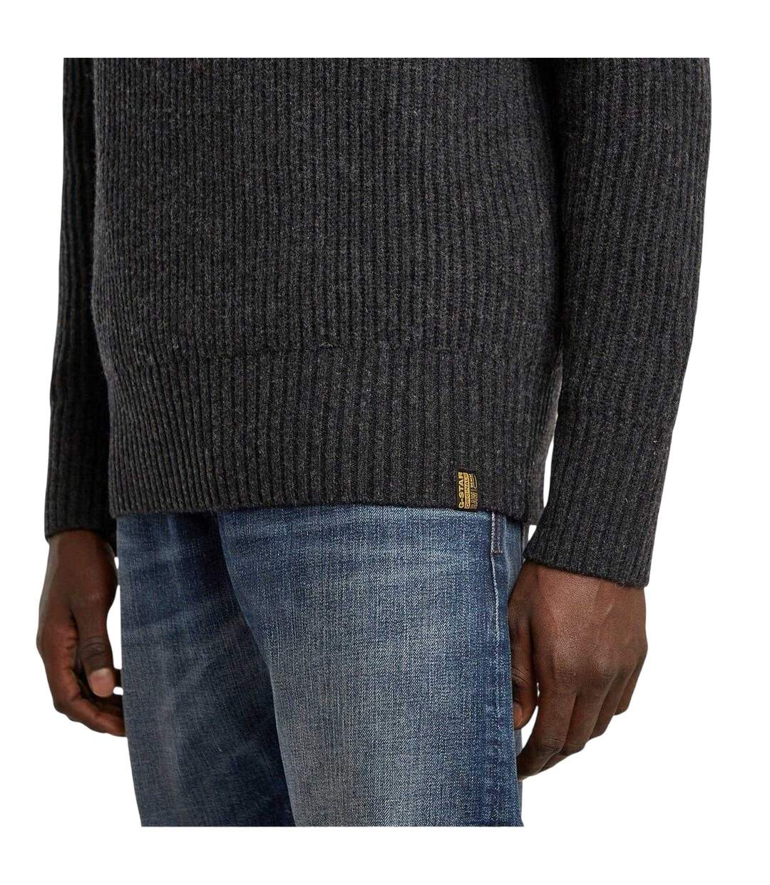 Mens Rib Knit Regular Jumper Grey G-Star-4