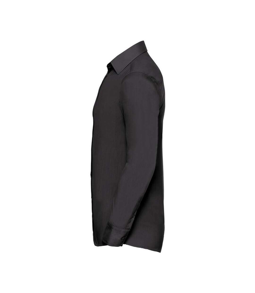 Mens poplin tailored long-sleeved shirt black Russell Collection-3