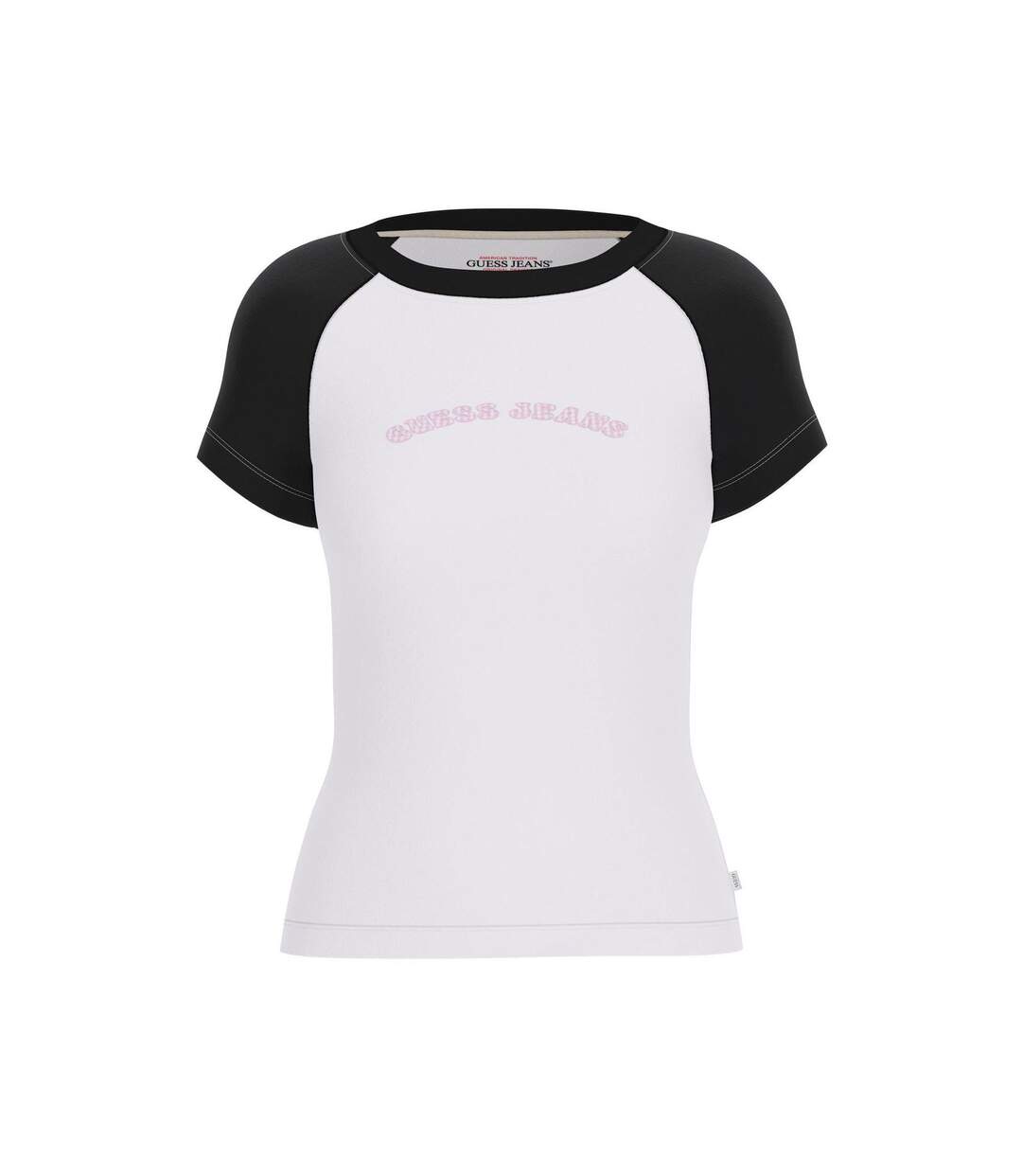 T-shirt Manches Raglan Motif/style Logo Courbé Femme Blanc Guess-1